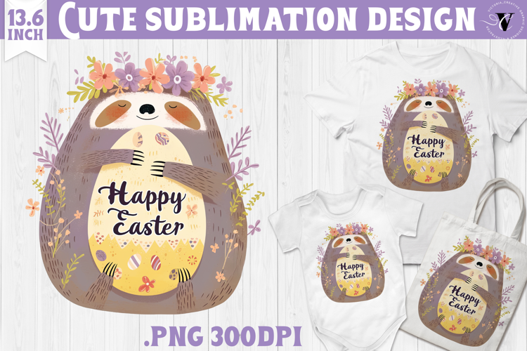 Watercolor Sloth | Easter clipart | Happy Easter