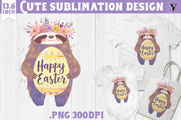 Watercolor Sloth | Easter clipart | Happy Easter