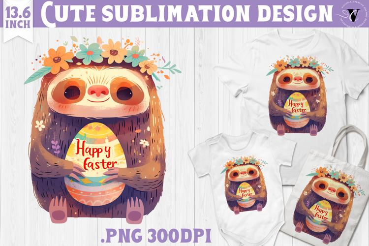 Watercolor Sloth | Easter clipart | Happy Easter