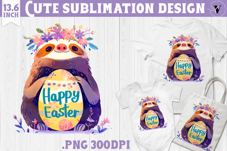 Watercolor Sloth | Easter clipart | Happy Easter