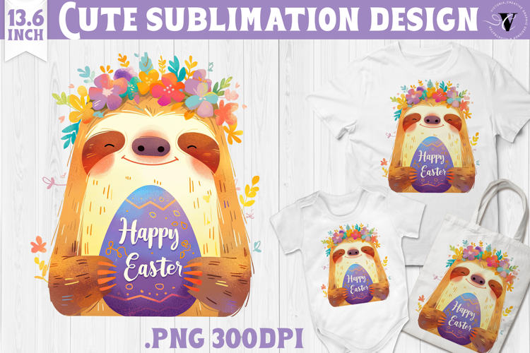 Watercolor Sloth | Easter clipart | Happy Easter