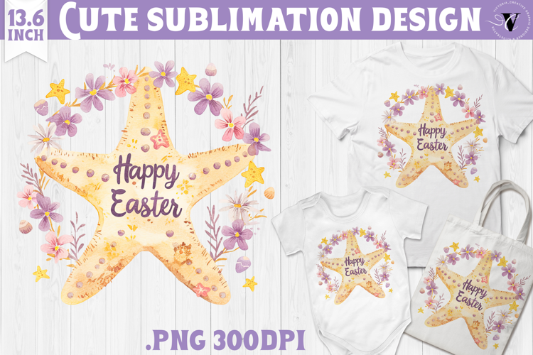 Watercolor Starfish | Easter clipart | Happy Easter