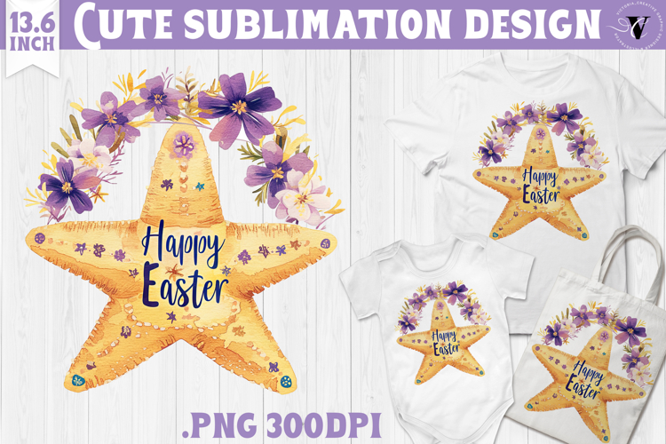 Watercolor Starfish | Easter clipart | Happy Easter example image 1