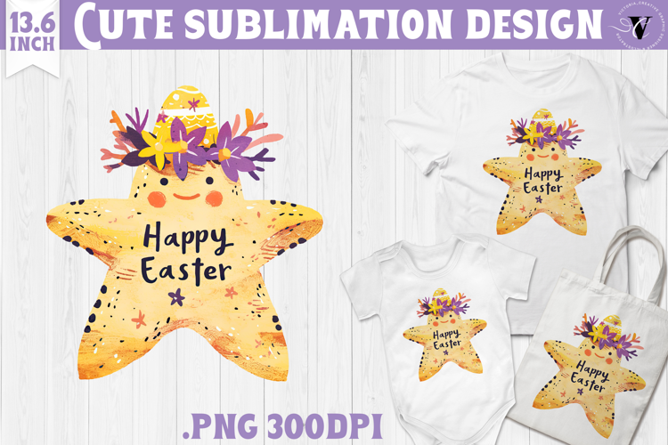 Watercolor Starfish | Easter clipart | Happy Easter