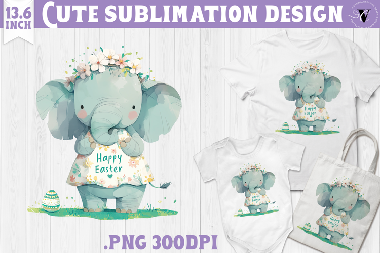 Watercolor Elephant | Easter clipart | Happy Easter