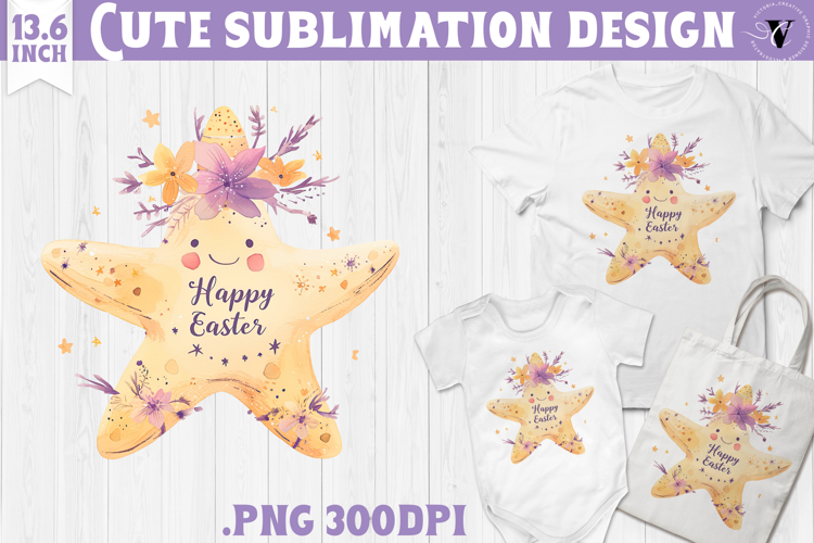 Watercolor Starfish | Easter clipart | Happy Easter
