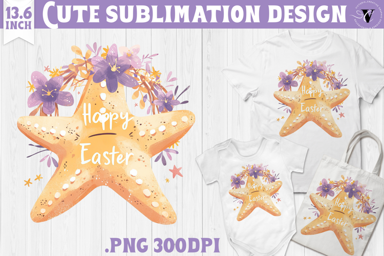 Watercolor Starfish | Easter clipart | Happy Easter