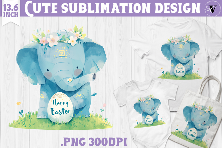 Watercolor Elephant | Easter clipart | Happy Easter