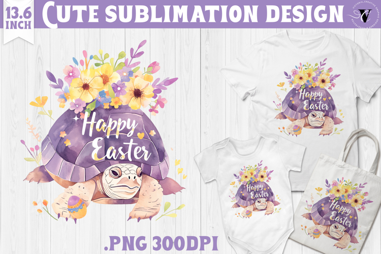 Watercolor Turtle | Easter clipart | Happy Easter example image 1