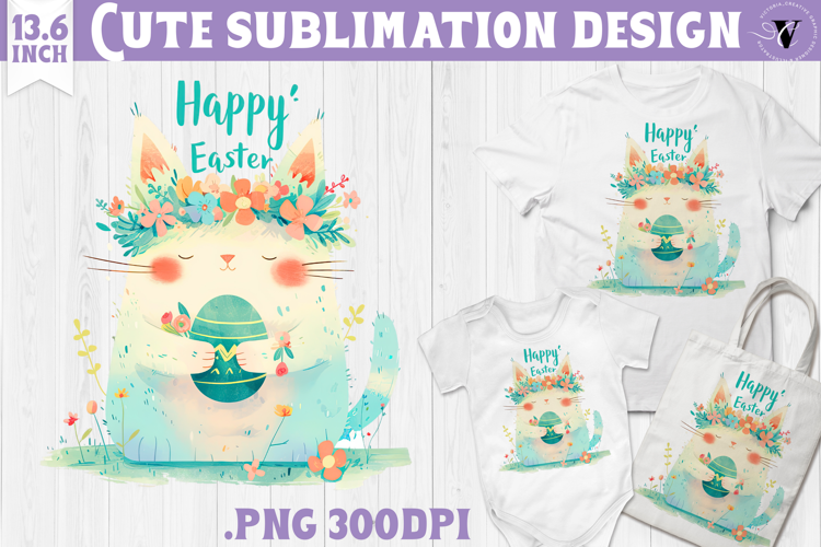 Watercolor Cat | Easter clipart | Happy Easter
