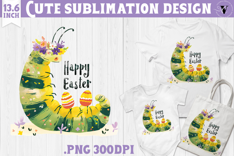 Watercolor Caterpillar | Easter clipart | Happy Easter