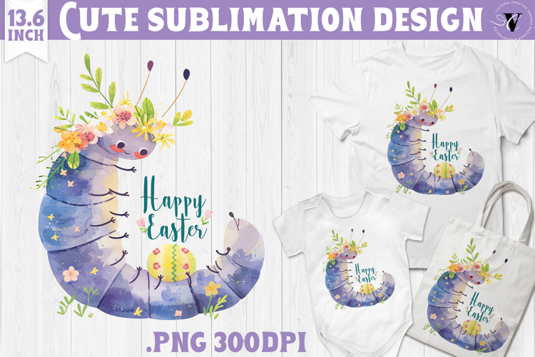 Watercolor Caterpillar | Easter clipart | Happy Easter