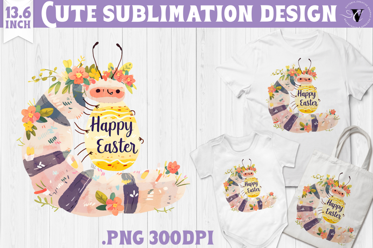 Watercolor Caterpillar | Easter clipart | Happy Easter