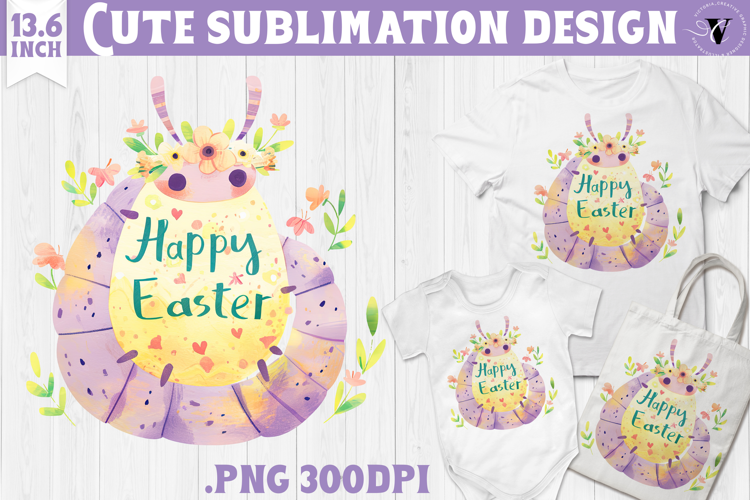 Watercolor Caterpillar | Easter clipart | Happy Easter