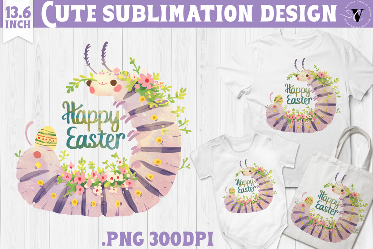 Watercolor Caterpillar | Easter clipart | Happy Easter