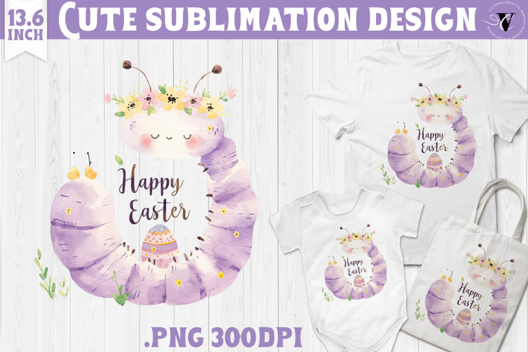 Watercolor Caterpillar | Easter clipart | Happy Easter