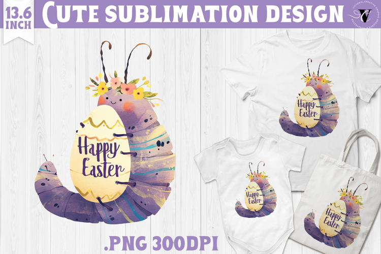 Watercolor Caterpillar | Easter clipart | Happy Easter