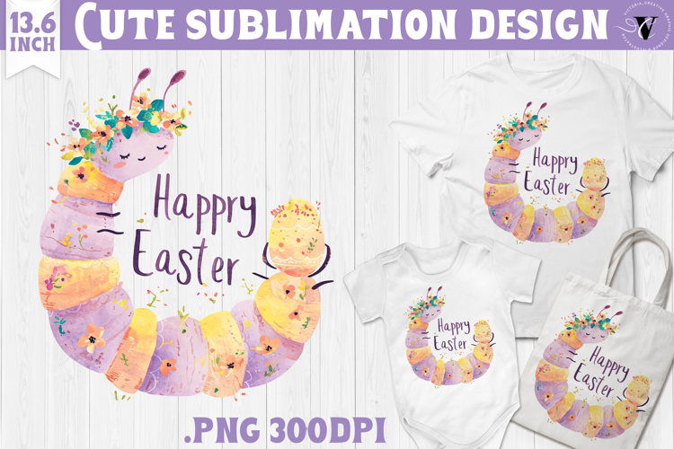 Watercolor Caterpillar | Easter clipart | Happy Easter example image 1