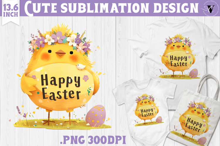 Watercolor Chick | Easter clipart | Happy Easter example image 1