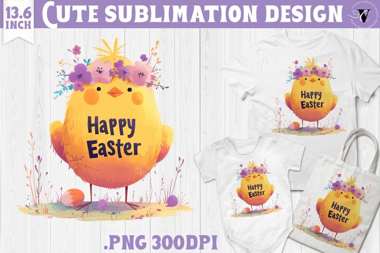 Watercolor Chick | Easter clipart | Happy Easter example image 1