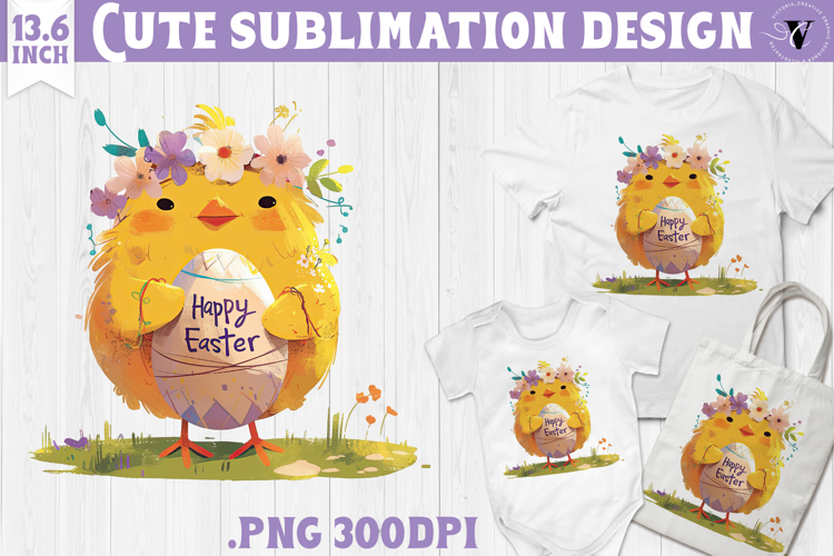 Watercolor Chick | Easter clipart | Happy Easter example image 1