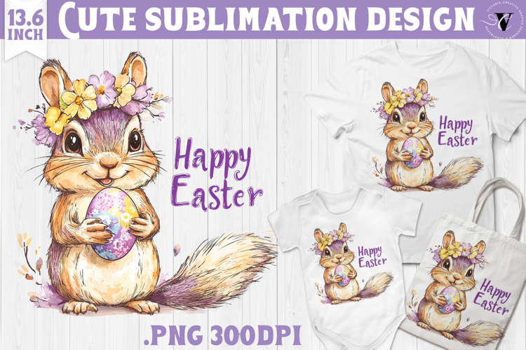 Watercolor Chipmunk | Easter clipart | Happy Easter