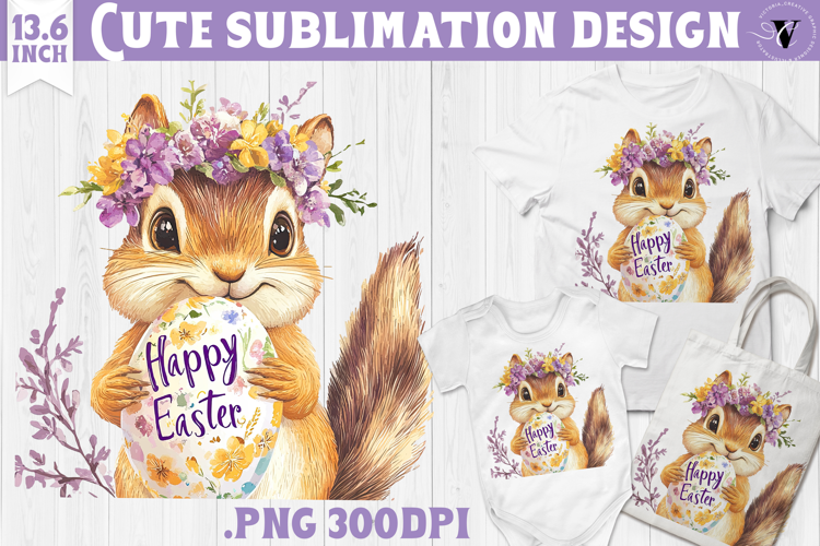 Watercolor Chipmunk | Easter clipart | Happy Easter