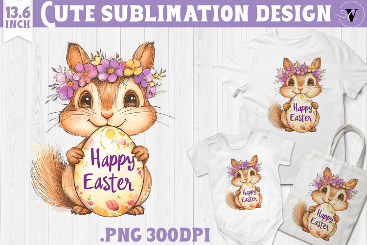 Watercolor Chipmunk | Easter clipart | Happy Easter example image 1