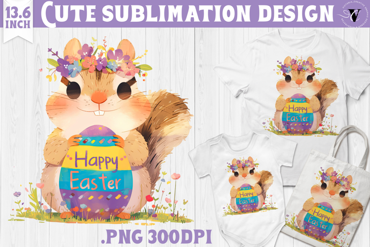 Watercolor Chipmunk | Easter clipart | Happy Easter