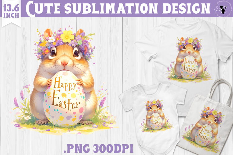 Watercolor Hamster | Easter clipart | Happy Easter