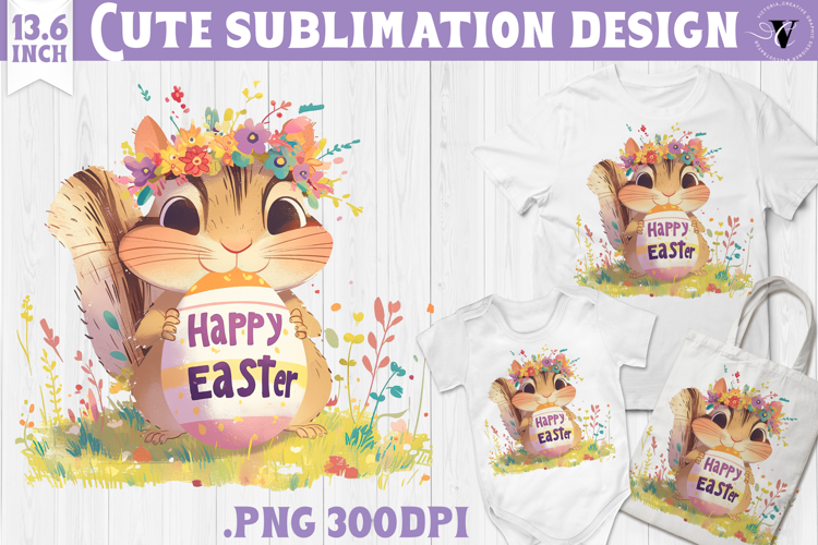 Watercolor Chipmunk | Easter clipart | Happy Easter
