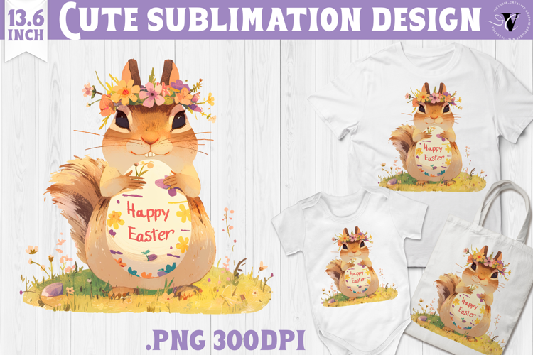 Watercolor Chipmunk | Easter clipart | Happy Easter