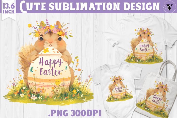 Watercolor Chipmunk | Easter clipart | Happy Easter