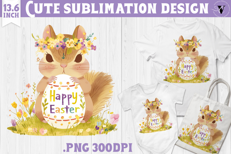 Watercolor Chipmunk | Easter clipart | Happy Easter