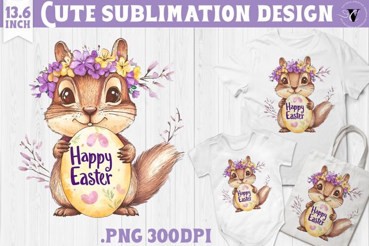 Watercolor Chipmunk | Easter clipart | Happy Easter