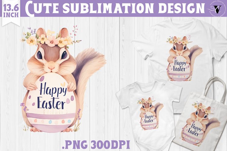 Watercolor Chipmunk | Easter clipart | Happy Easter