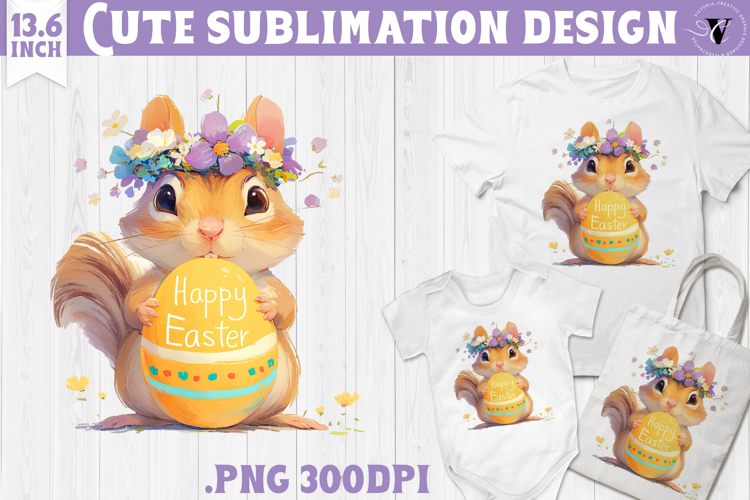 Watercolor Chipmunk | Easter clipart | Happy Easter