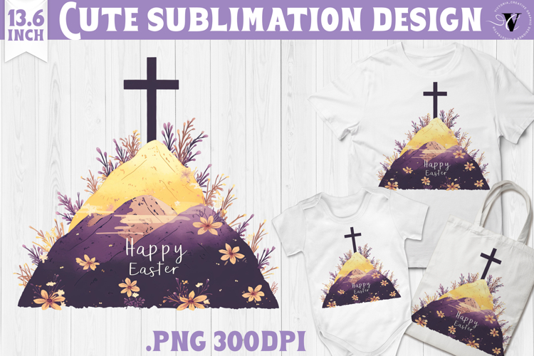 Watercolor Cross | Easter clipart | Happy Easter example image 1