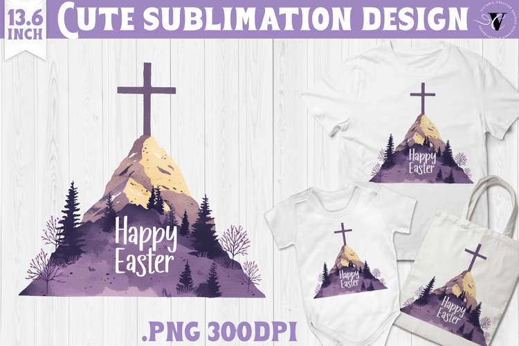 Watercolor Cross | Easter clipart | Happy Easter example image 1