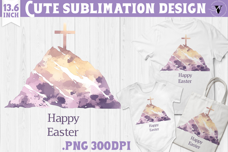 Watercolor Cross | Easter clipart | Happy Easter example image 1