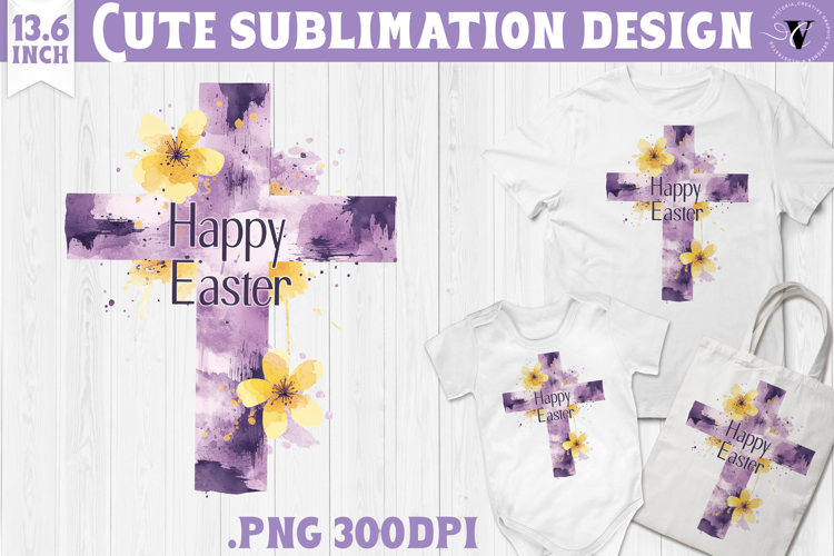 Watercolor Cross | Easter clipart | Happy Easter example image 1