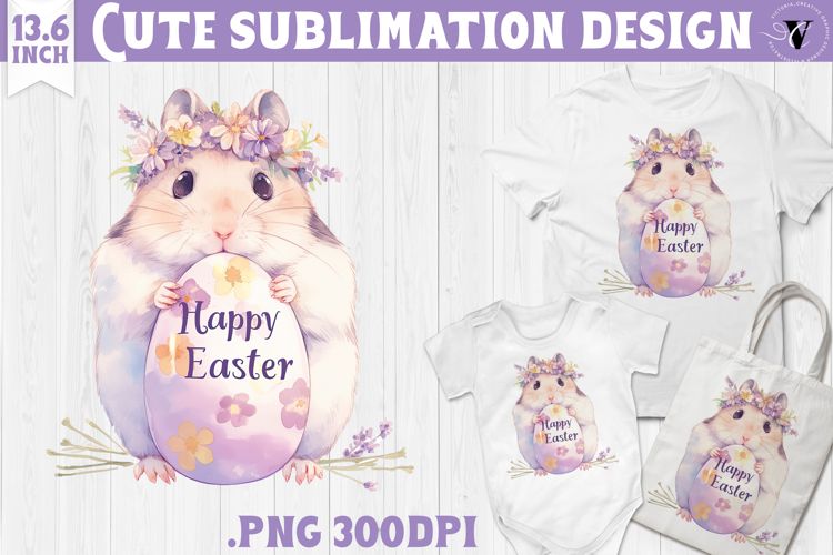 Watercolor Hamster | Easter clipart | Happy Easter
