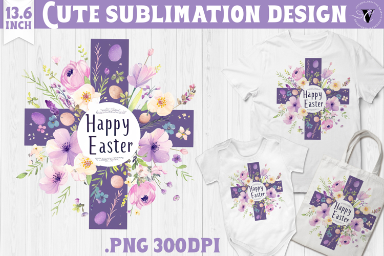 Watercolor Cross | Easter clipart | Happy Easter example image 1