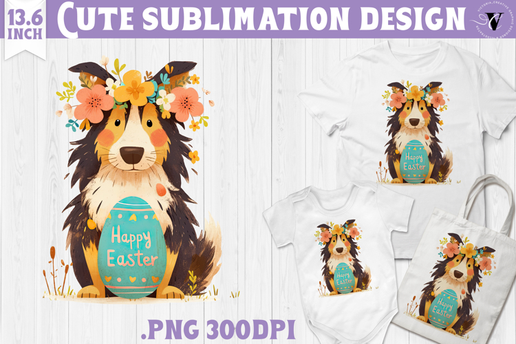 Watercolor Dog | Easter clipart | Happy Easter example image 1