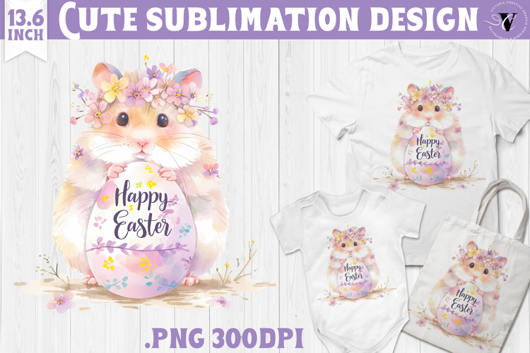 Watercolor Hamster | Easter clipart | Happy Easter