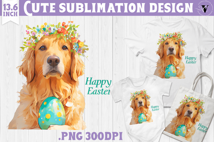 Watercolor Dog | Easter clipart | Happy Easter
