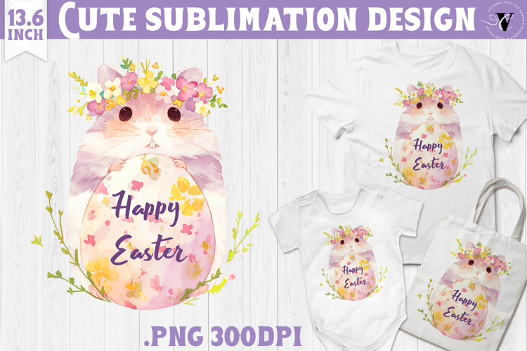 Watercolor Hamster | Easter clipart | Happy Easter
