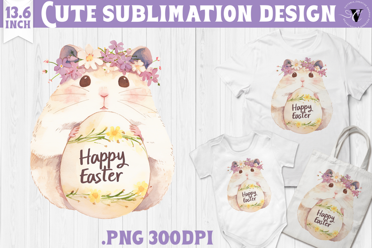 Watercolor Hamster | Easter clipart | Happy Easter