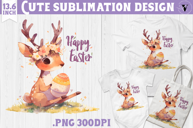 Watercolor Reindeer | Easter clipart | Happy Easter