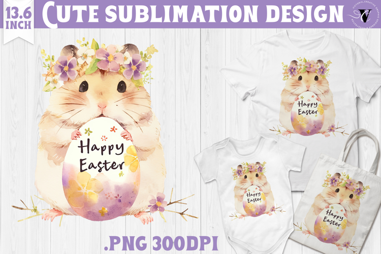 Watercolor Hamster | Easter clipart | Happy Easter